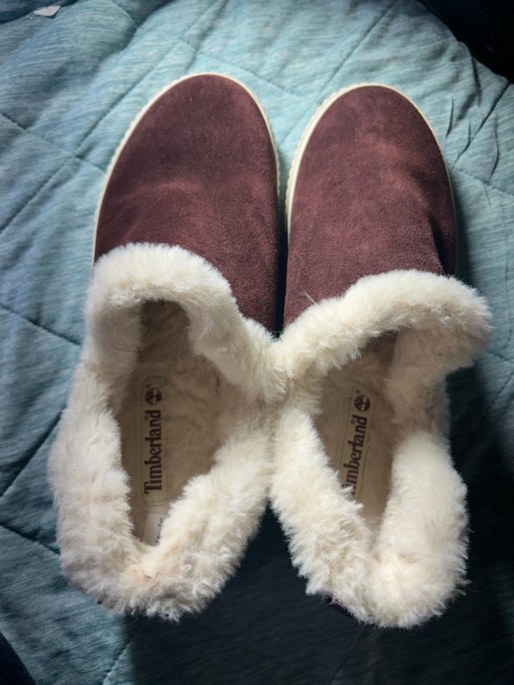 Timberland Women’s Brown Suede Slip-On Shearling-Lined Slippers